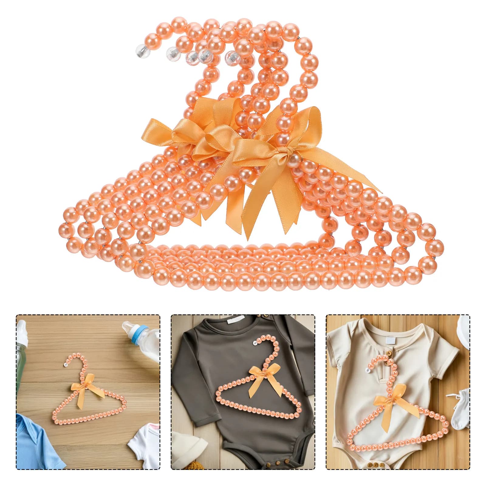 5 Pieces Decorative Dresses With Bow and Children's Pearls, Small Dress Organizers, Baby Wardrobe Space