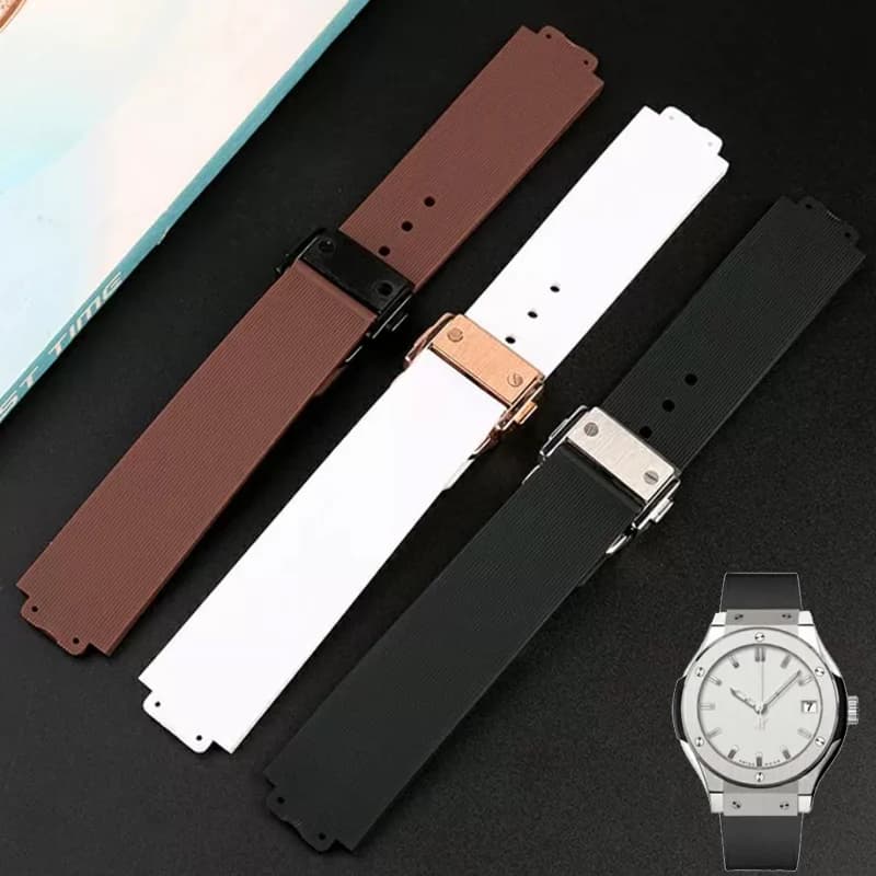 Cinturino in Gomma per Orologi Hublot da Donna, Accessori per Orologi al Quarzo Fusion, Cinturino in Silicone 18mm, Fibbia in Acciaio Inossidabile 20*13mm