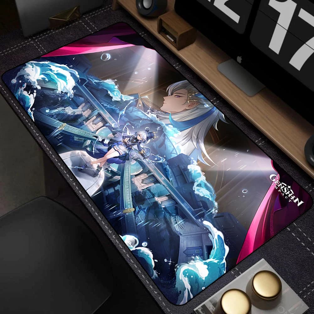Furina Focalors Mouse Pad Genshin Impact Large Xxl Mousepad tastiera del Computer imbottitura Anime Gaming Genshin accessori tappetino da scrivania