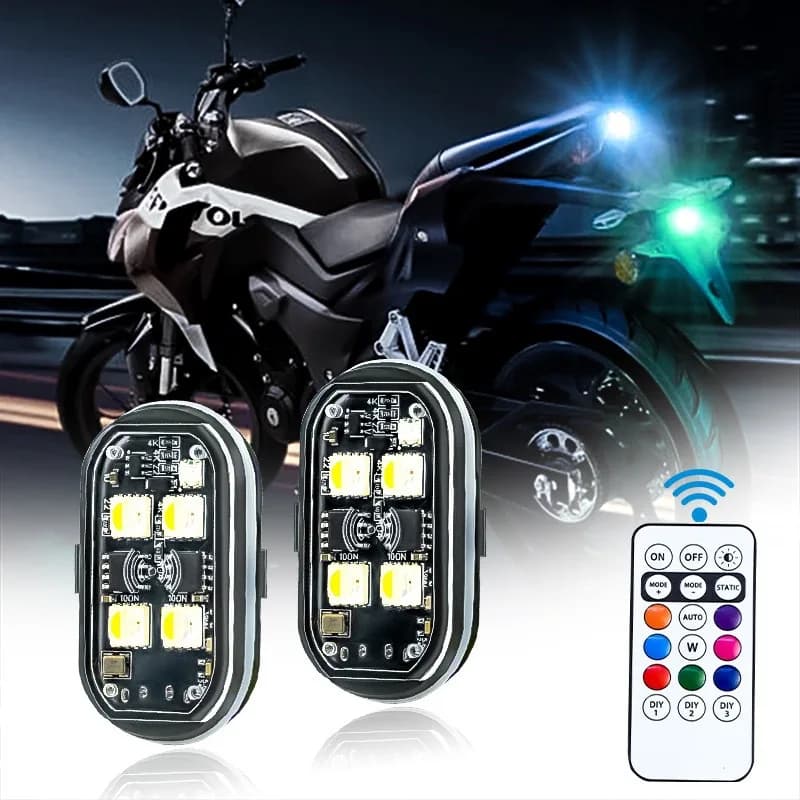 Spia lampeggiante impermeabile a LED per auto moto, ricarica USB, telecomando, lampada stroboscopica DJ per campeggio all'aperto, giardino domestico