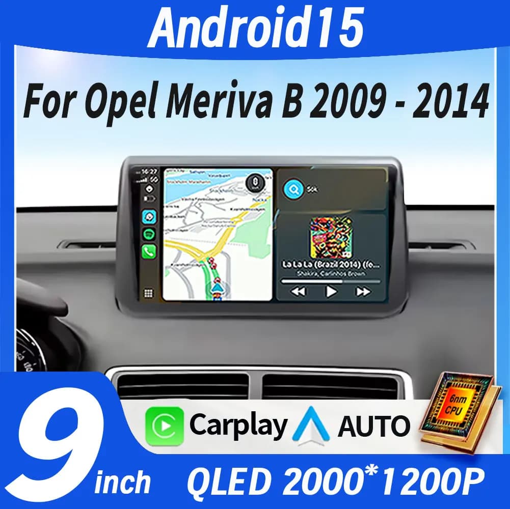 Autoradio Android 15 per Opel Meriva B 2009-2014, Lettore Multimediale Video, Navigatore GPS, Stereo 4G, Carplay, WIFI, DSP