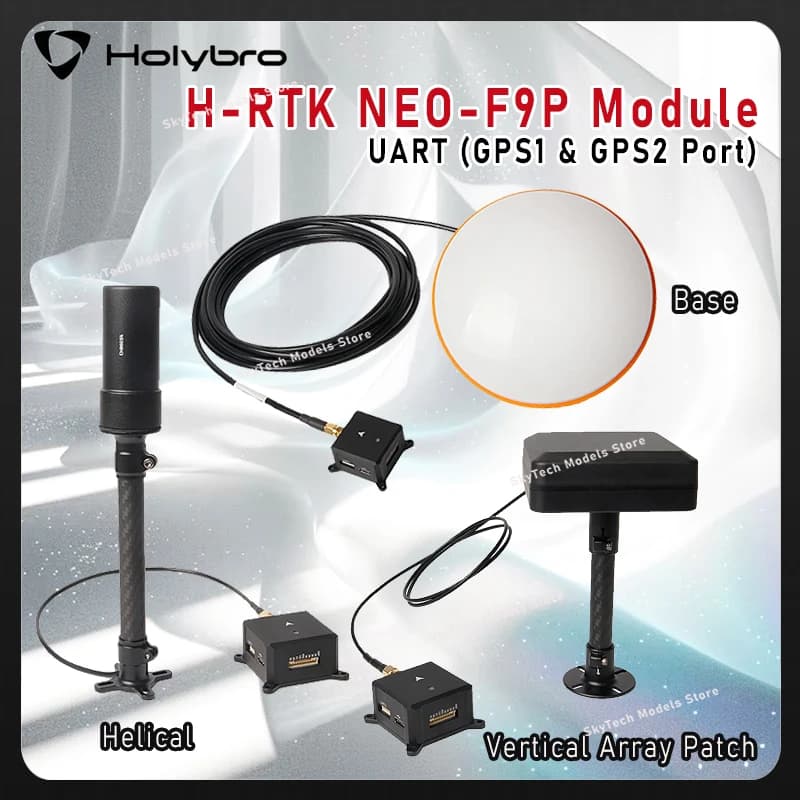 HolyBro H-RTK NEO-F9P GNSS Module, 3 Antenna Options, RM3100 Compass, IP66 RTK, Centimeter Precision for RC FPV