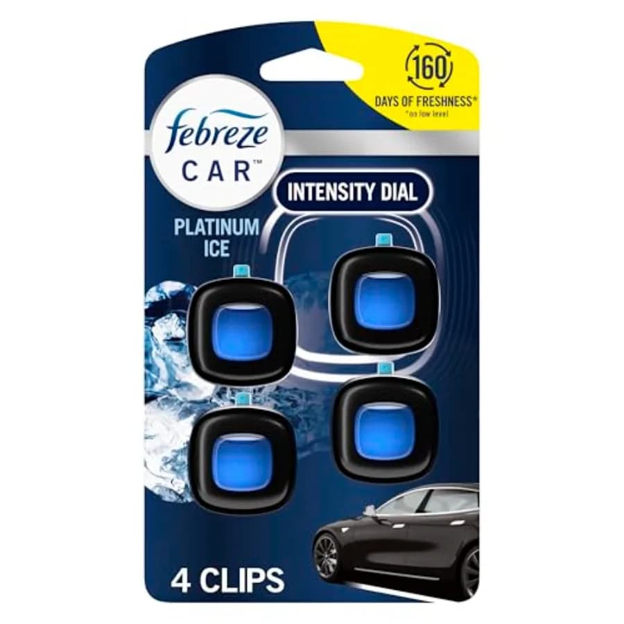 Deodorante per Auto Febreze con Clip per Bocchetta di Ventilazione, Profumo, 0,07 oz. Clip per bocchette dell'aria auto, confezione da 4