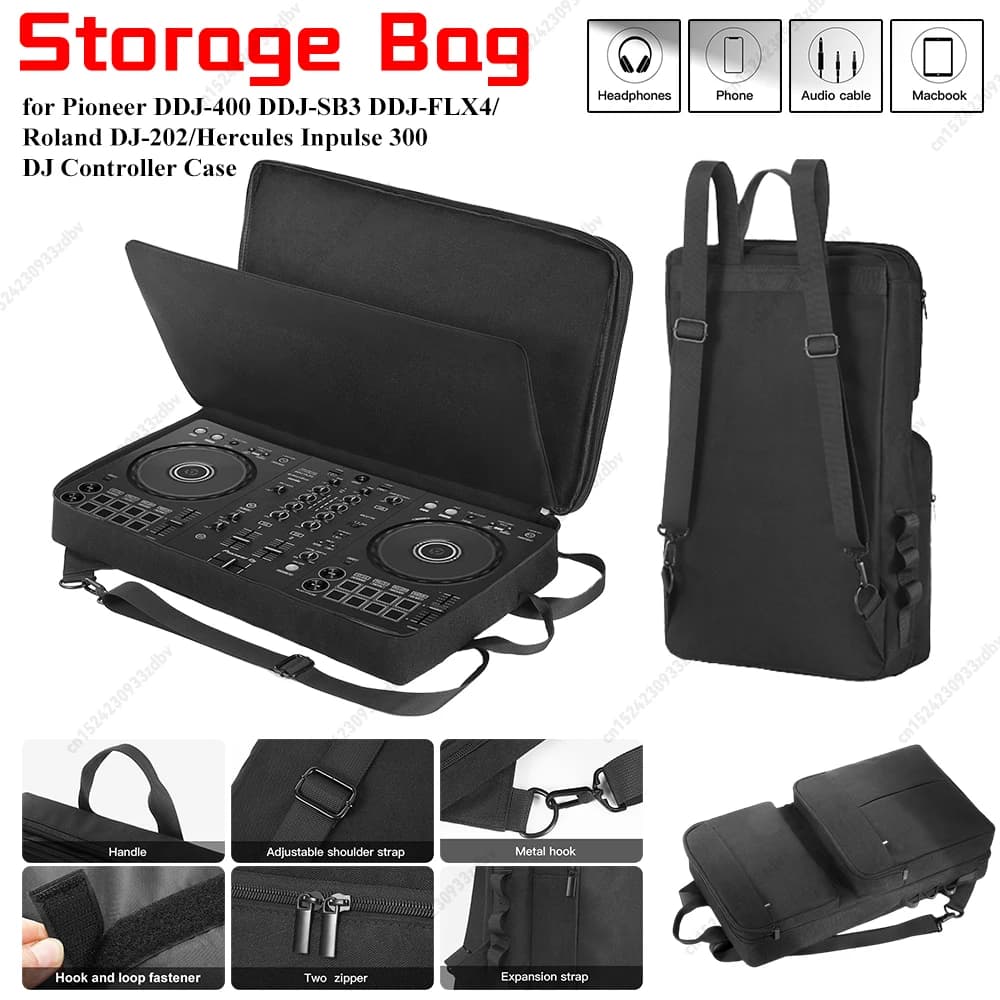 Borsa a tracolla/zaino per Pioneer DDJ-400/DDJ-FLX4 e Roland DJ-202, custodia protettiva antigraffio per controller DJ