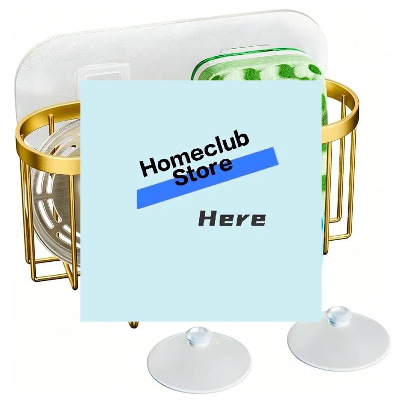 Suction Cups Sponge Drainer Rack Hollowed With Hook Stainless Steel Sponge Holder Fast Drainage Easy-To-Clean Sink Sponge Stand