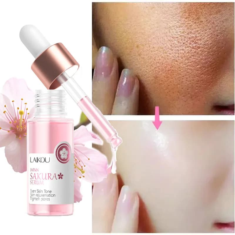 Sakura Siero viso sbiancante Anti invecchiamento Dissolvenza Linee sottili Stringere i pori Migliora il pigmento della melanina Idratante opaco Illumina la cura della pelle