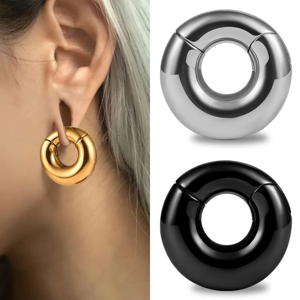 Vankula 2 pieces stainless steel 316L round tunnel fashion ear weights piercing jewelry for body expander