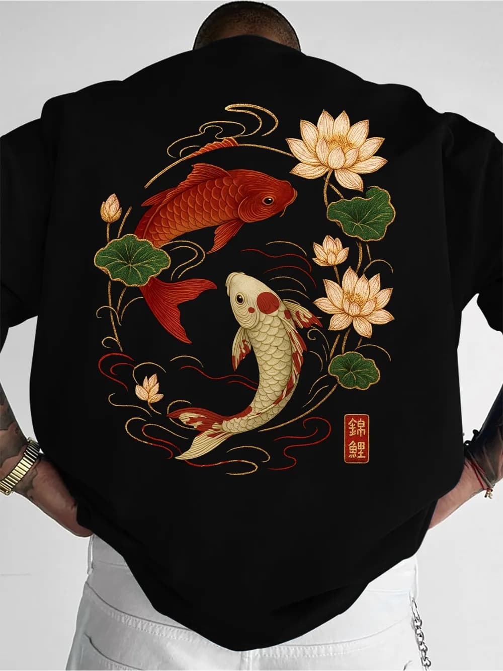 Harajuku Carp Lotus Pattern 3D Print Sport Quick-dry Breatha Men's T-Shirt Outdoor Street Y2K Role-Playing Parent-Child Clothing