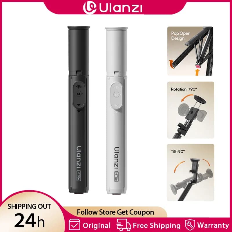 Ulanzi MT86 1.53M Treppiede automatico per telefono Selfie Stick con morsetto per telefono Controllo wireless 10M per Iphone Android Vlog Live