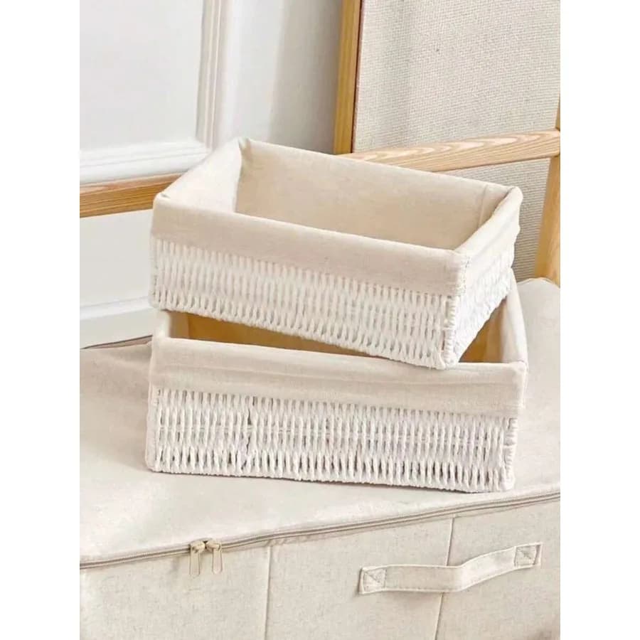 Set di 3/1 Cestini Portaoggetti Intrecciati a Mano, Organizer da Scrivania per Cosmetici, Chiavi, Snack, Decorazione per Casa, Soggiorno, Camera da Letto, Ufficio