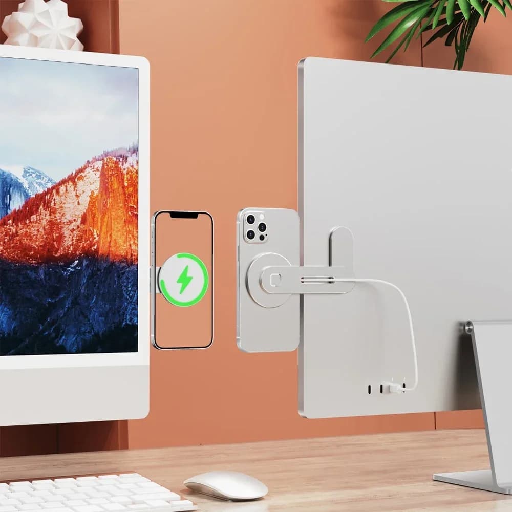 Supporto Magnetico per Laptop e Telefono, Compatibile con iPhone MagSafe, Base di Ricarica Wireless per Laptop, Kit Accessorio per Ricarica