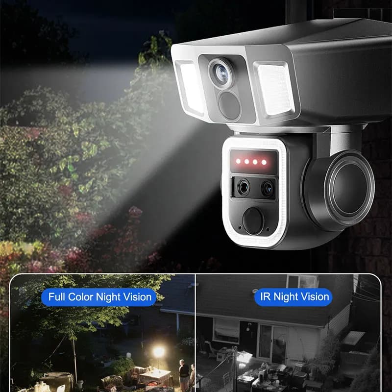 6MP Triple Lens Zoom 10X Proiettore Energia solare Telecamera IP PTZ wireless AI Rilevazione umanoide Sicurezza domestica CCTV Baby Monitor