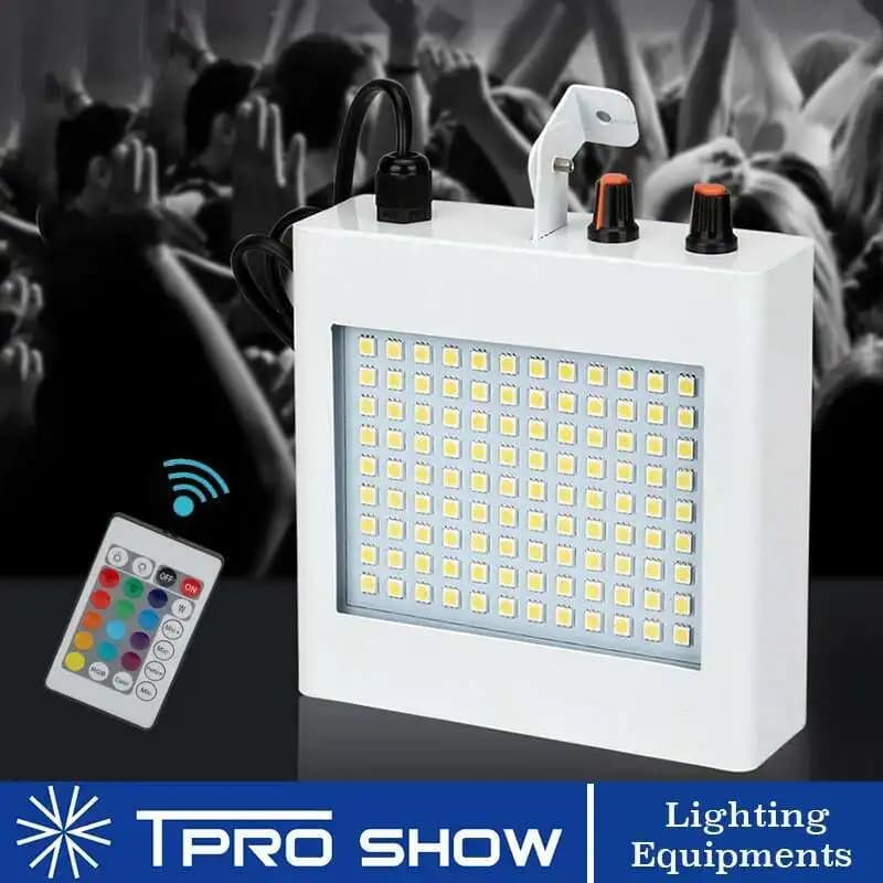 108 LED Luce stroboscopica Home Party Proiettore strobo RGB Mini DJ Luci da discoteca Reazione sonora Effetto di illuminazione scenica con telecomando