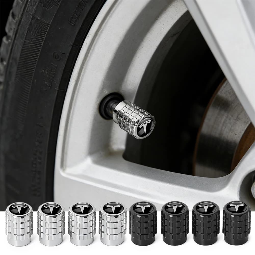 Car Wheel Tire Valve Caps Tyre Rim Stem Covers Airdust Waterproof for Tesla Model 3 Y X S Semi Cybertruck Roadster Accessories
