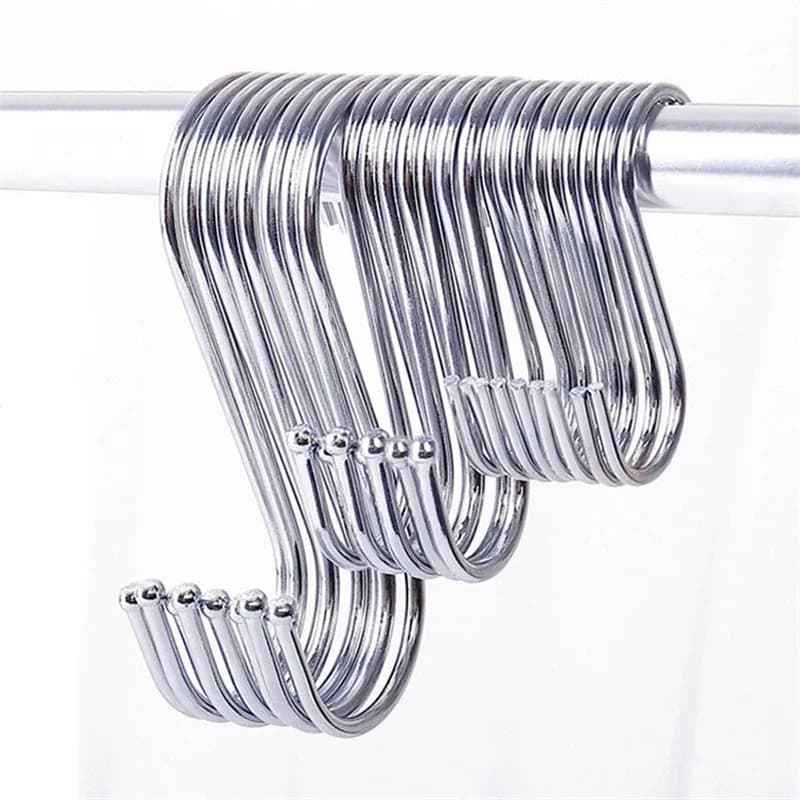 Stainless steel S hooks with sharp tip for tools, meat coat hangers, butcher hooks, kitchen, oven tools