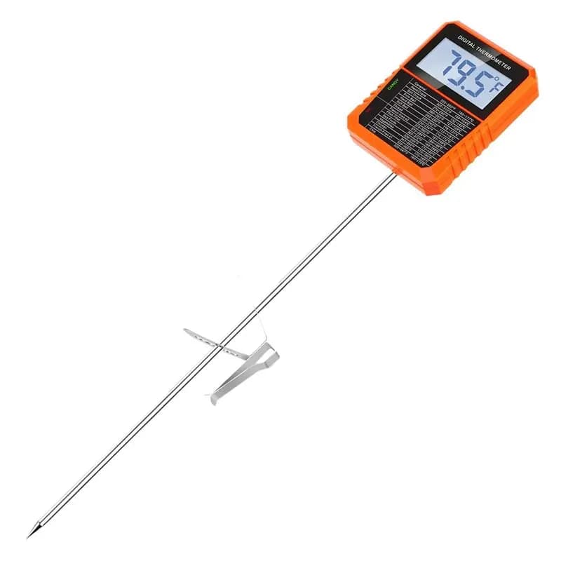 Termometro Digitale Impermeabile AB47-TP510 per Dolci, Sonda Lunga 20,5 cm con Clip per Pentola, Termometro Istantaneo per Alimenti e Carne
