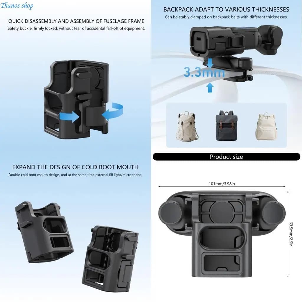 Camera mounting for pocket backpacks 3 X37A quick release mechanism