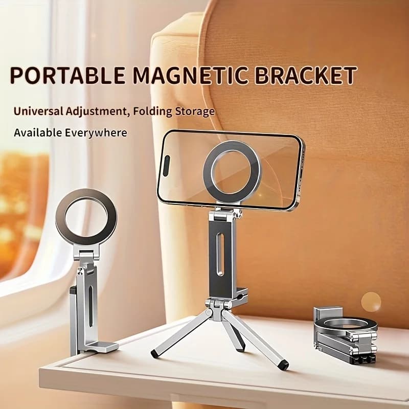 Confezione da 2 supporti magnetici universali per telefono, pieghevoli con forte aspirazione, mani libere, angolo regolabile, supporto compatto, accessorio elegante, clip resistente, presa stabile, supporto magnetico per telefono, supporto magnetico da viaggio, clip portatile, rotante e pieghevole
