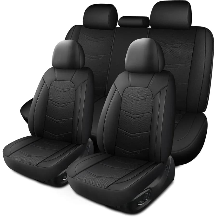 Set completo di coprisedili per auto in pelle per auto SUV, berline e camion, design traspirante e sportivo con funzione antiscivolo universale