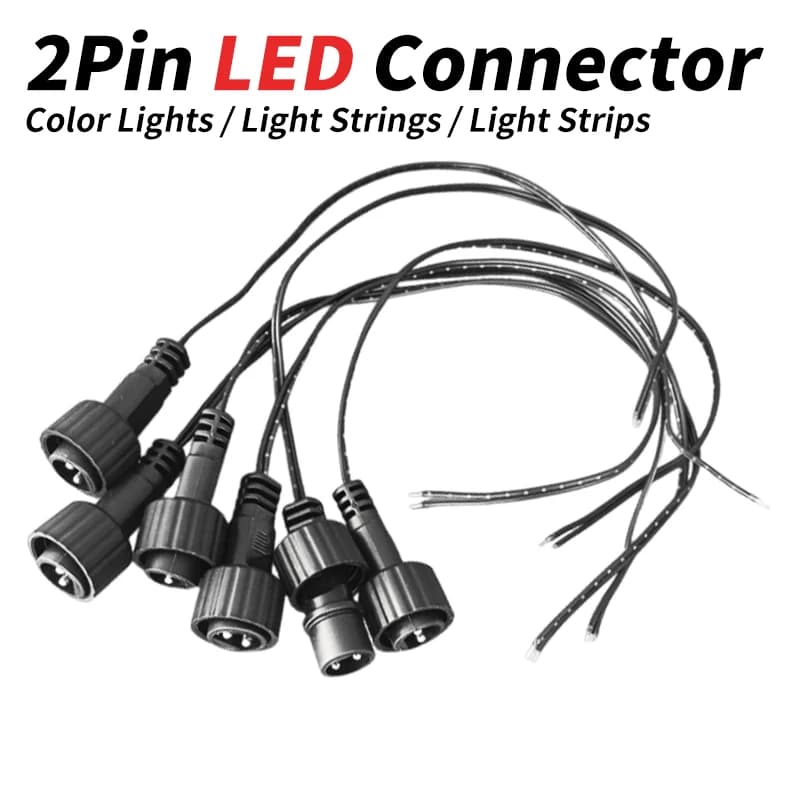 Connettore LED a 2 Pin con Cavo da 25cm per Luci Solari a Stringa 1A 0.25 Quadrato IP65 Cavo di Prolunga Impermeabile per Esterni per Pannello Solare