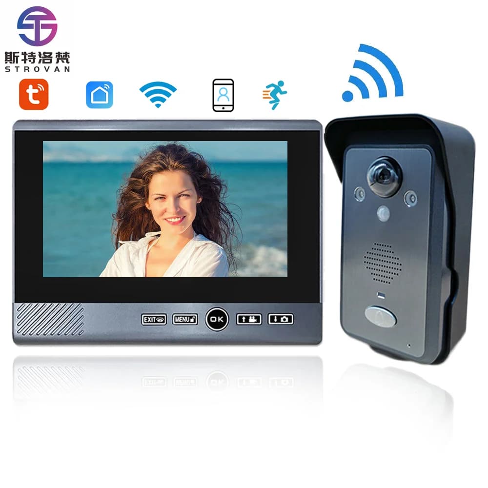 Campanello senza fili con schermo da 7 pollici Campanello video intelligente WIFI Sistema di sicurezza citofono domestico Sblocco
