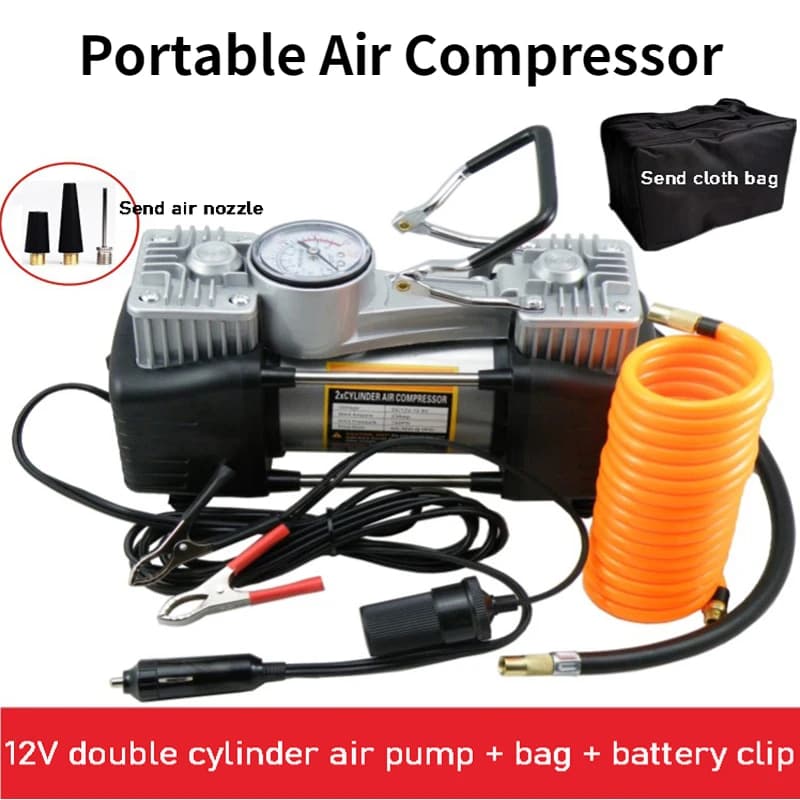 Compressore d'aria 12V/220V Gonfiatore portatile per pneumatici Pompa elettrica per moto Compressore d'aria Pompa d'aria per piccoli veicoli