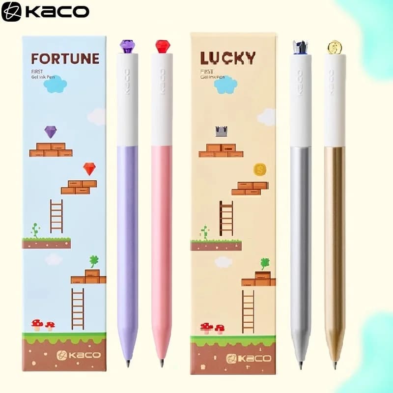 KACO Penna neutra rotante a basso centro di gravità Asciugatura rapida Penna nera Nucleo Alta bellezza Serie fortunata Cancelleria per scrittura liscia
