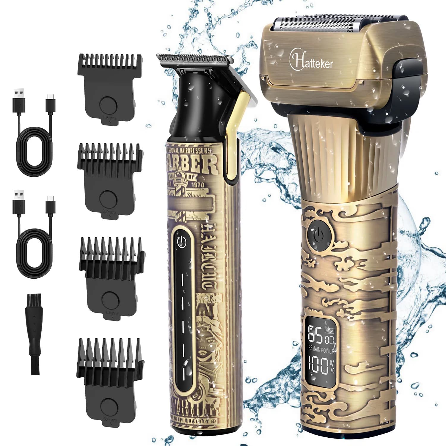 Men's Haircut Hatteker Professional Wireless Electric Haircut Metal Beard Machine Captivating Design Cutting Barber Beard