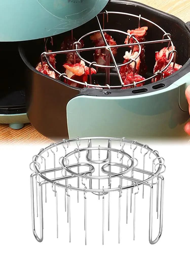 Non-Stick Reusable Oven Rack Air Fryer Skewer Stand Vertical Heat-Resistant Stainless Skewer Rust-Proof Vertical Air Fryer Grill