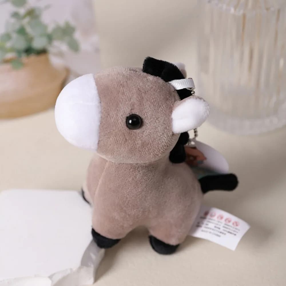 Portachiavi a forma di cavallo di peluche, decorazione da appendere a forma di animale dei cartoni animati, ciondolo a forma di giraffa, simpatico pony, ornamenti per zaino, asino, piccola bambola per bambini