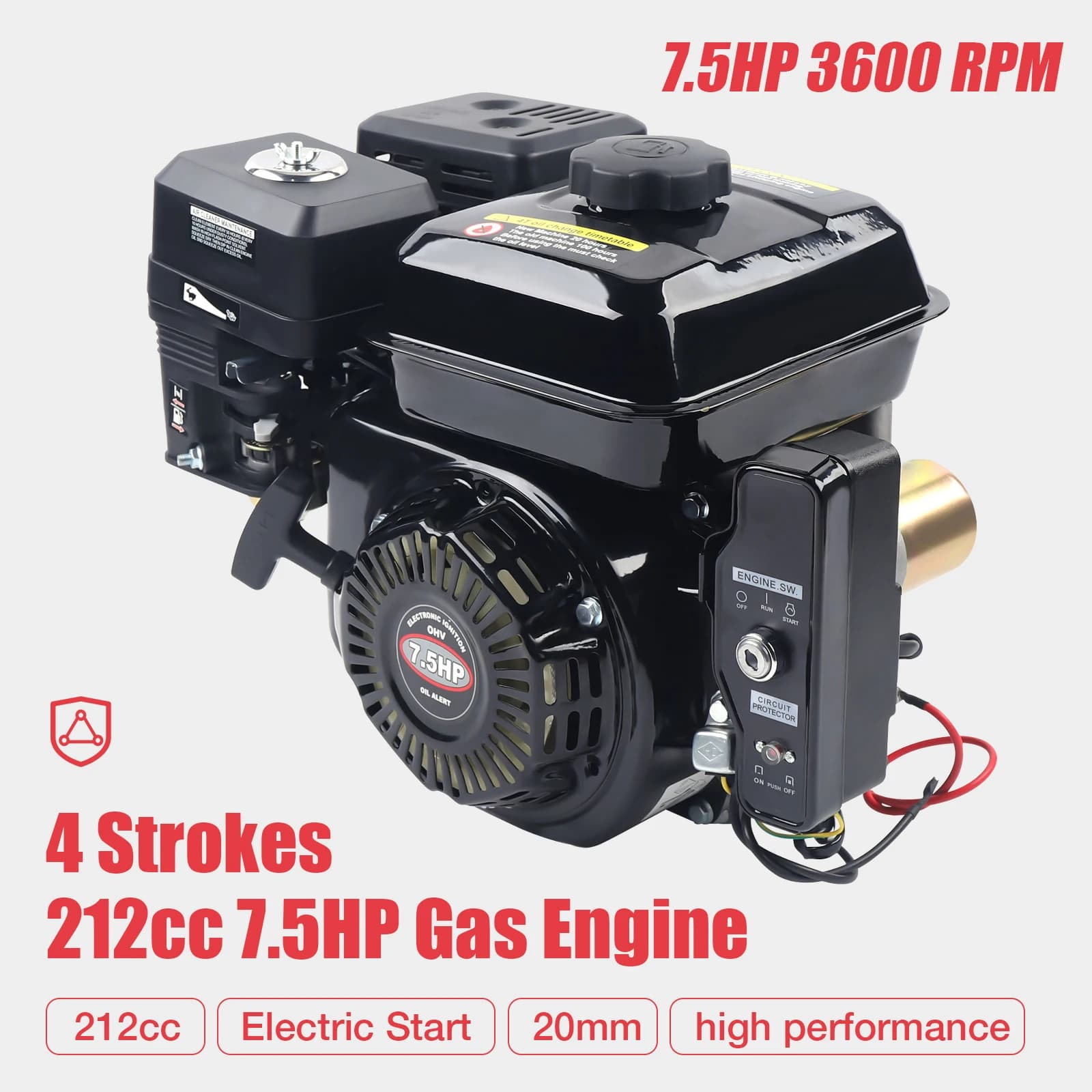 Motore a 4 tempi 210CC 7,5 CV per Go Karts Compressori Trencher Generatori Idropulitrici ad alta pressione Miscelatori di cemento