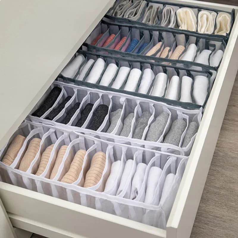 Drawer closet organizer for socks home separated underwear storage box 7 grids bra organizer foldable drawer organizer
