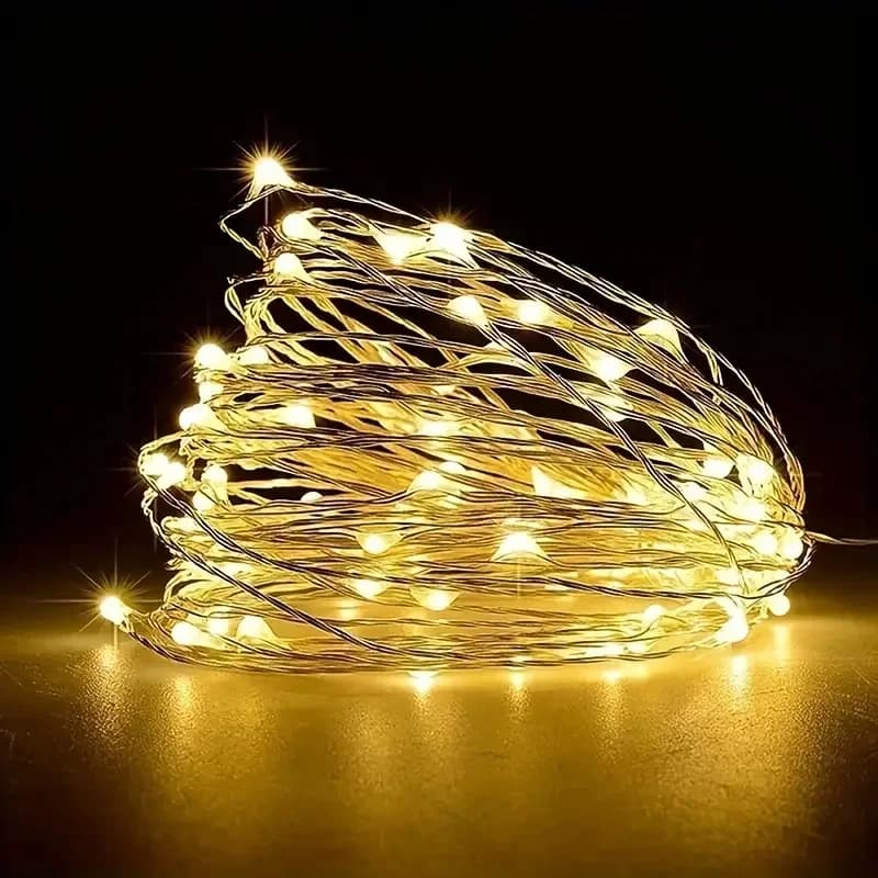 Stringa di luci a LED Rame Filo d'argento Ghirlanda Camera da letto Casa Ringraziamento Festone Festa Luci natalizie Decorazione