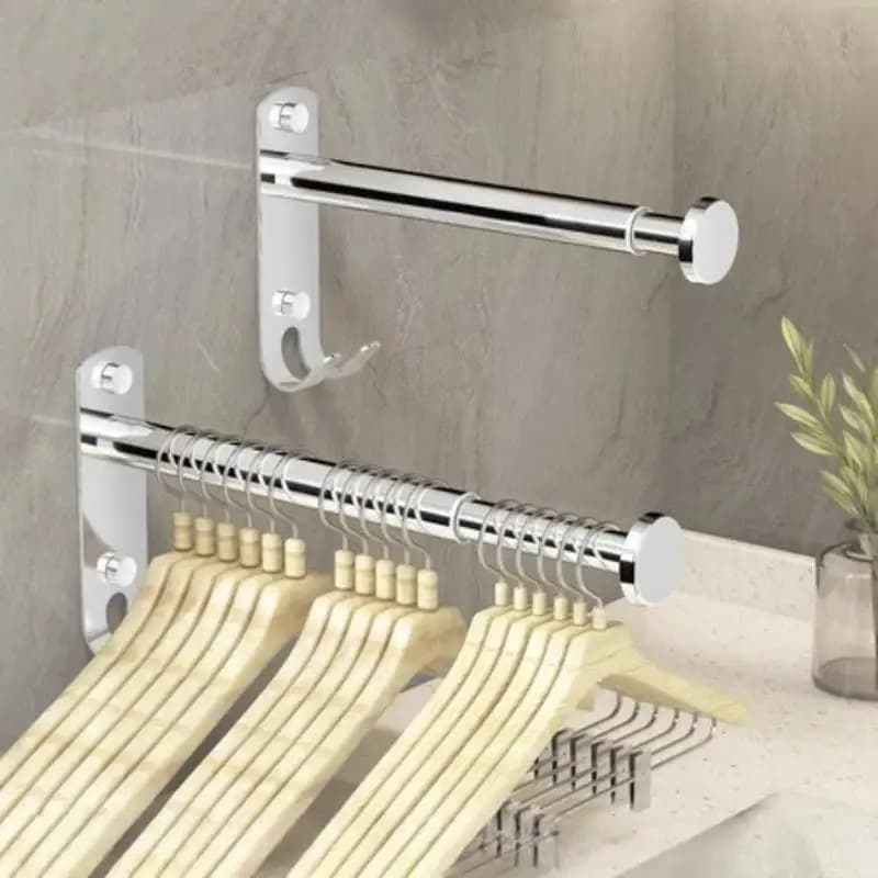 Cloth Hanger Storage Rack Stainless Steel Wall-mounted Balcony: Drying Punch-free Hook