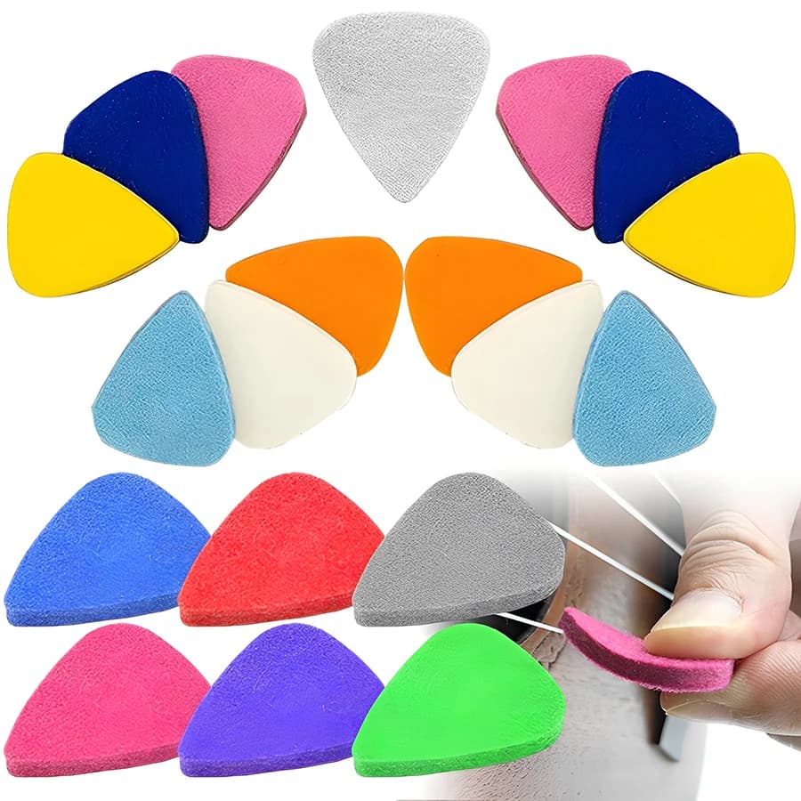 Plettri in feltro colorato da 5 pezzi da 3 cm Plettri durevoli a forma di cuore per chitarra Ukulele Basso Accessori per prestazioni di strumenti musicali a corda