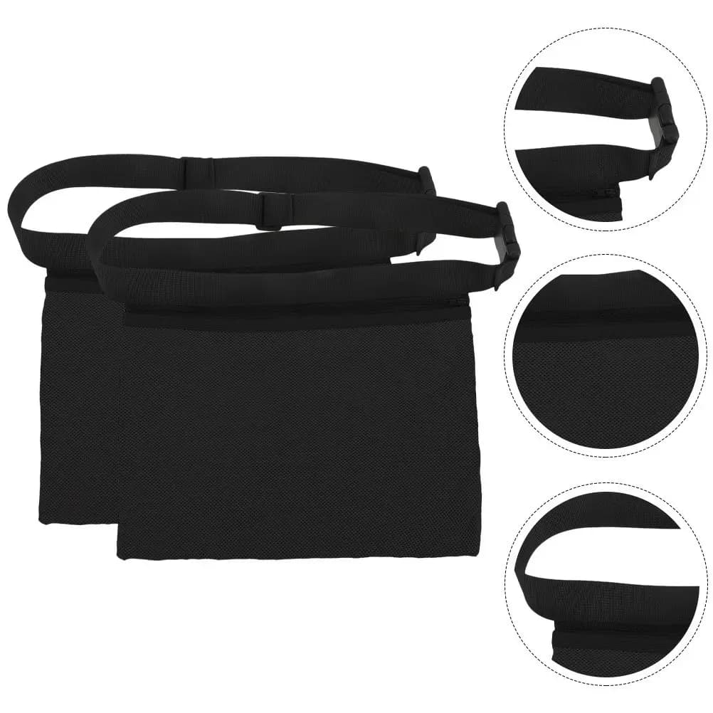 2Pcs Reusable Tennis Ball Waist Bag Mesh Design Smooth Zipper Closure Portable Ball Pouch for Golf Table Tennis Badminton Sports