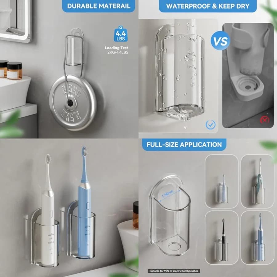 Supporti per Spazzolini Elettrici, Porta Spazzolini da Parete per Bagno, Organizzatore Autoadesivo per Spazzolini Elettrici
