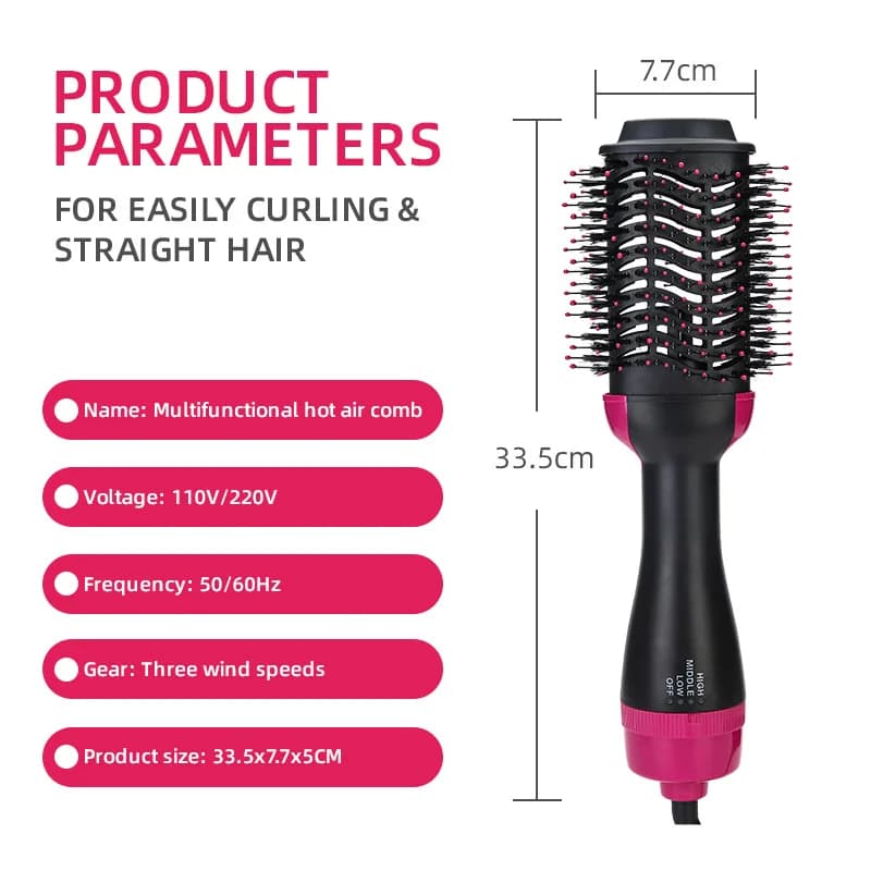 Hot Air Brush One‑Step Blow Dryer Brush Ionic Hair Dryer Volumizer Styler for Straightening Curling Salon Home Hair Styling Tool