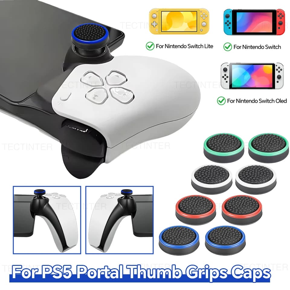 8PCS Silicone Analog Thumbstick Grip Caps For PS5 Portal Console Controller For Nintendo Switch 1/Oled/Lite Gamepads Accessories