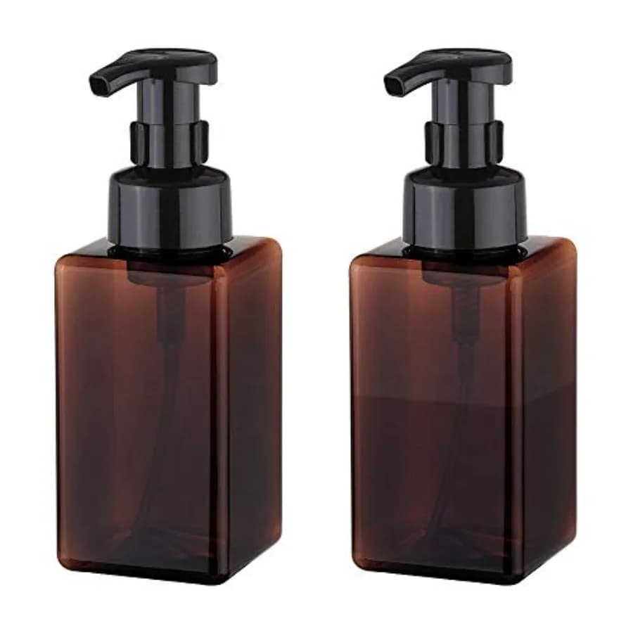 Foaming Soap Dispenser, 450ml Refillable Pump Bottle Plastic for Liquid Soap, Shampoo, Body Wash (2 Pcs
