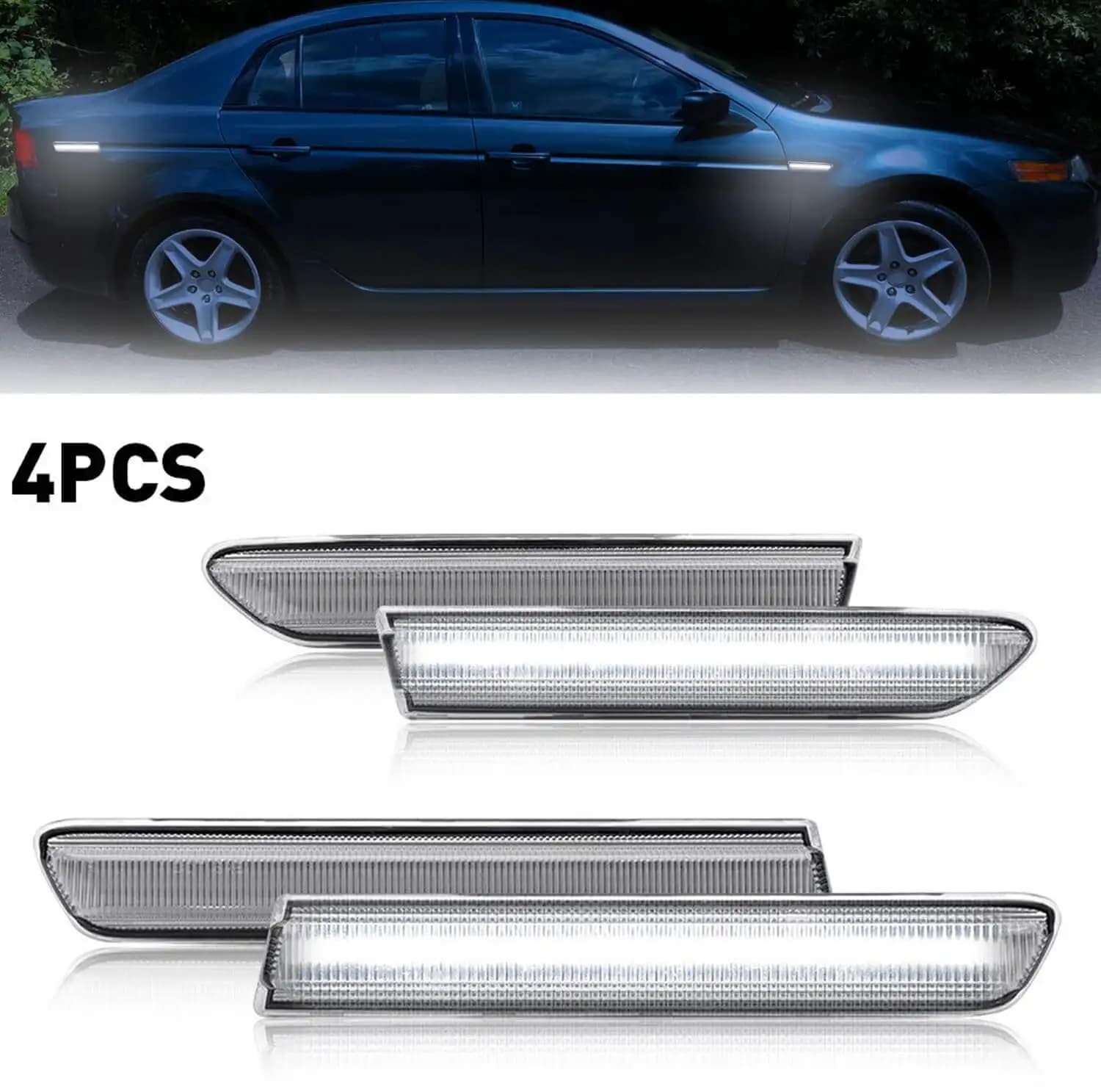 Auto Anteriore e Posteriore LED Per 2004-2008 Acura TL Lente Trasparente Full LED Luce di posizione laterale Anteriore Posteriore Bianco Auto Indicatori di direzione Lampada 12V