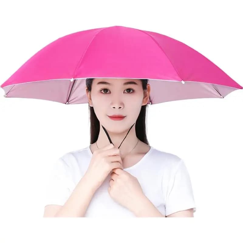 Waterproof Foldable Umbrella Hat with Double Layer UV Protection for Fishing and Beach