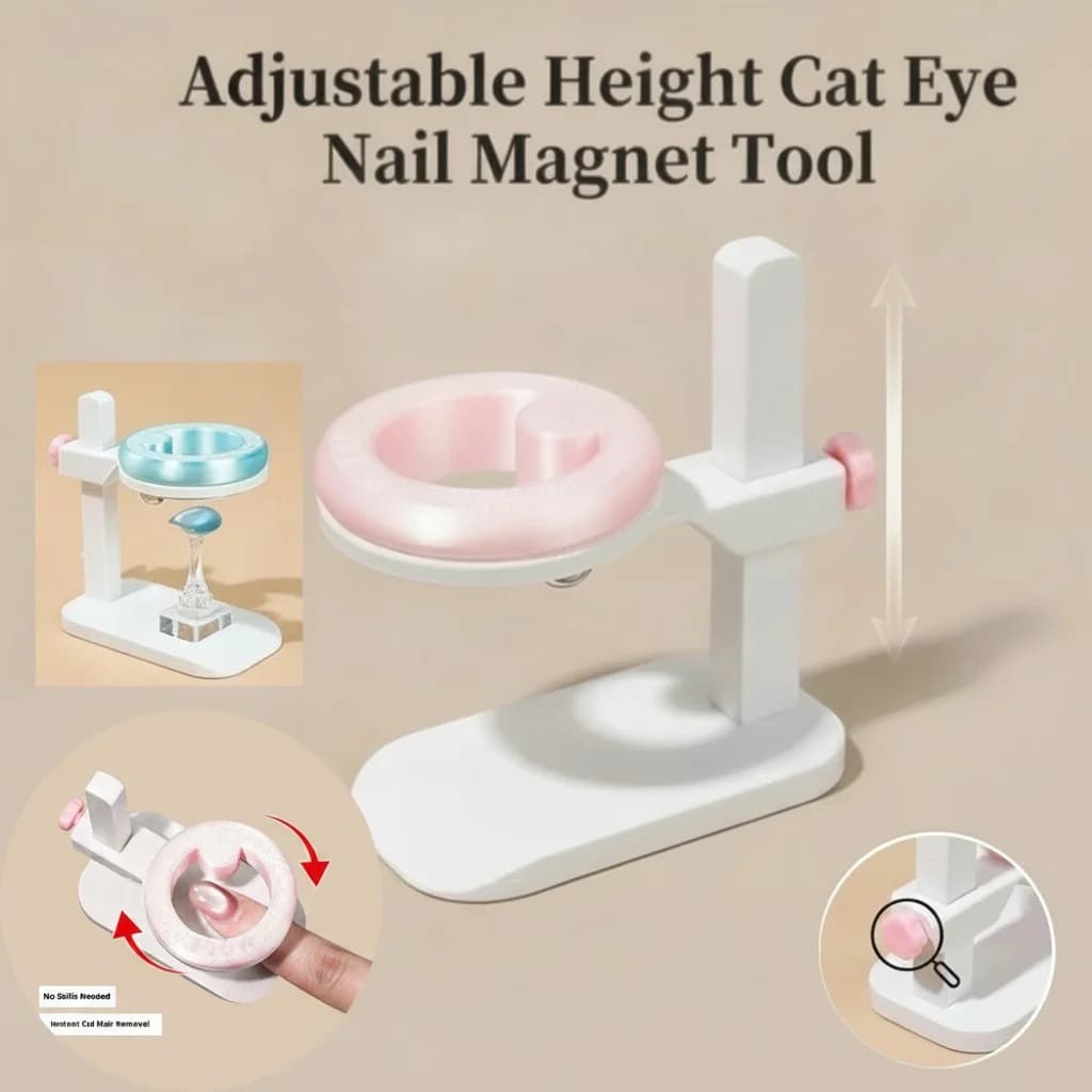Adjustable Height Cat Eye Nail Magnet Tool Automatic Strong Magnetic Ring For Cat Eye Gel Polish Effects Rotating Manicure Tool