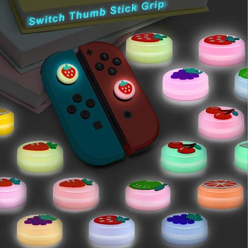 Frutta luminosa Silicone Thumb Stick Grip Cap Joystick Cover per Nintendo Switch Oled NS Lite Joy-Con Controller Thumbstick Case
