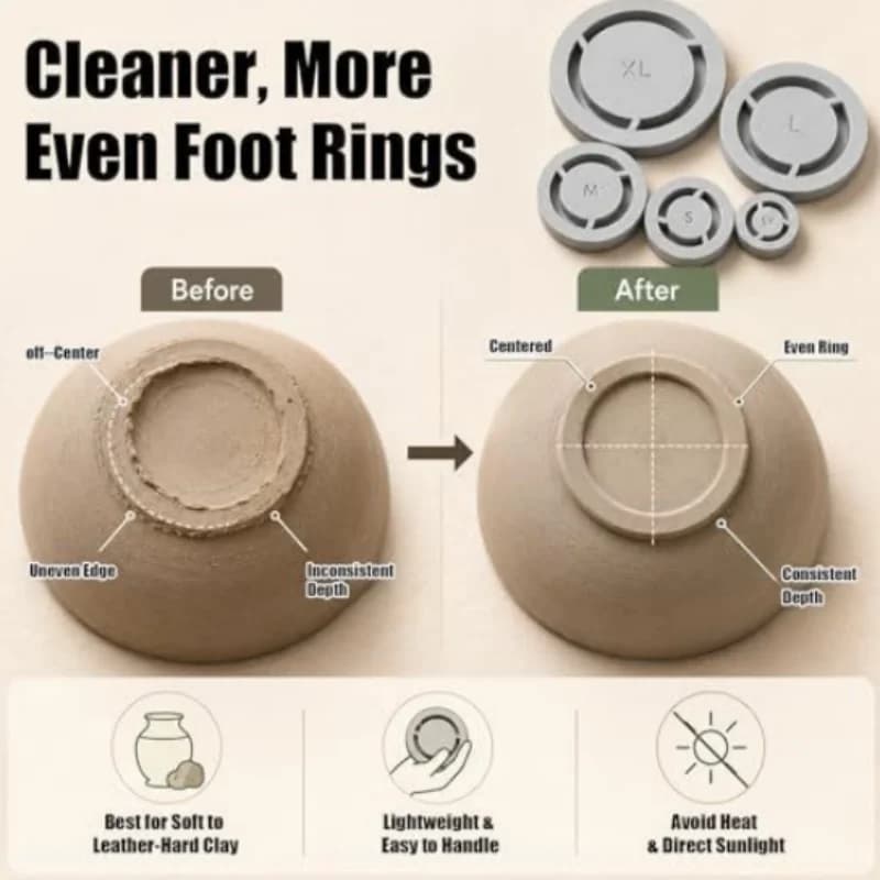 5 Sizes Pottery Foot Ring Template Consistent Base Ring Mold Lightweight Ceramic Clay Trimming Tool DIY Ceramic Making Supplies