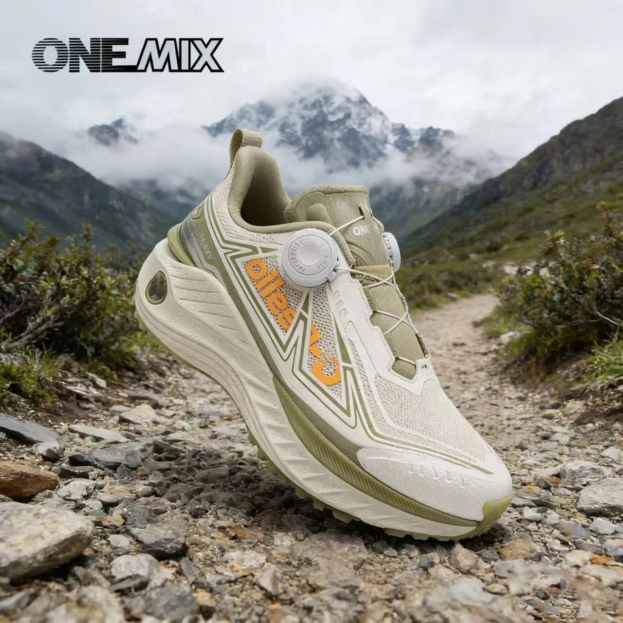 ONEMIX Sneakers for men's outdoor racing, elastic trail shoes, lightweight and breathable, women's sneakers, waterproof casual shoes for couple