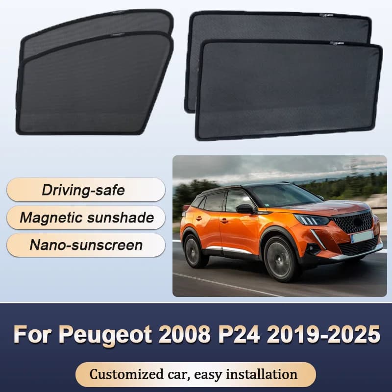 Peugeot Sunset 2008 P24 2019 2020-2025, Magnetic Curtains Insulating from Heat, Window visor, Auto Accessories