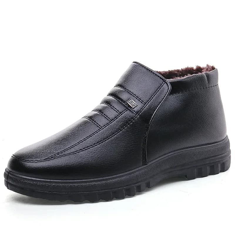Stivali da uomo taglie forti Scarpe invernali in cotone caldo Slip-on Scarpe casual da uomo in pelle Scarpe da lavoro alte da uomo Stivaletti comodi