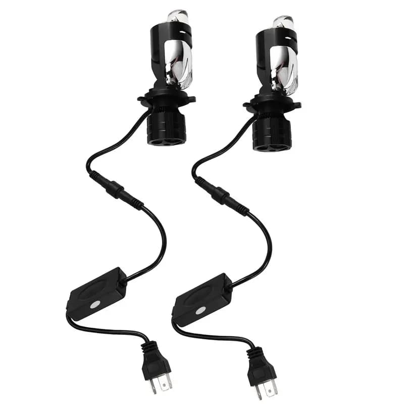Fari A58X-A82 H4 con Lenti, Lampada Auto Mini LED HIB2, Proiettore Doppio per Auto e Moto