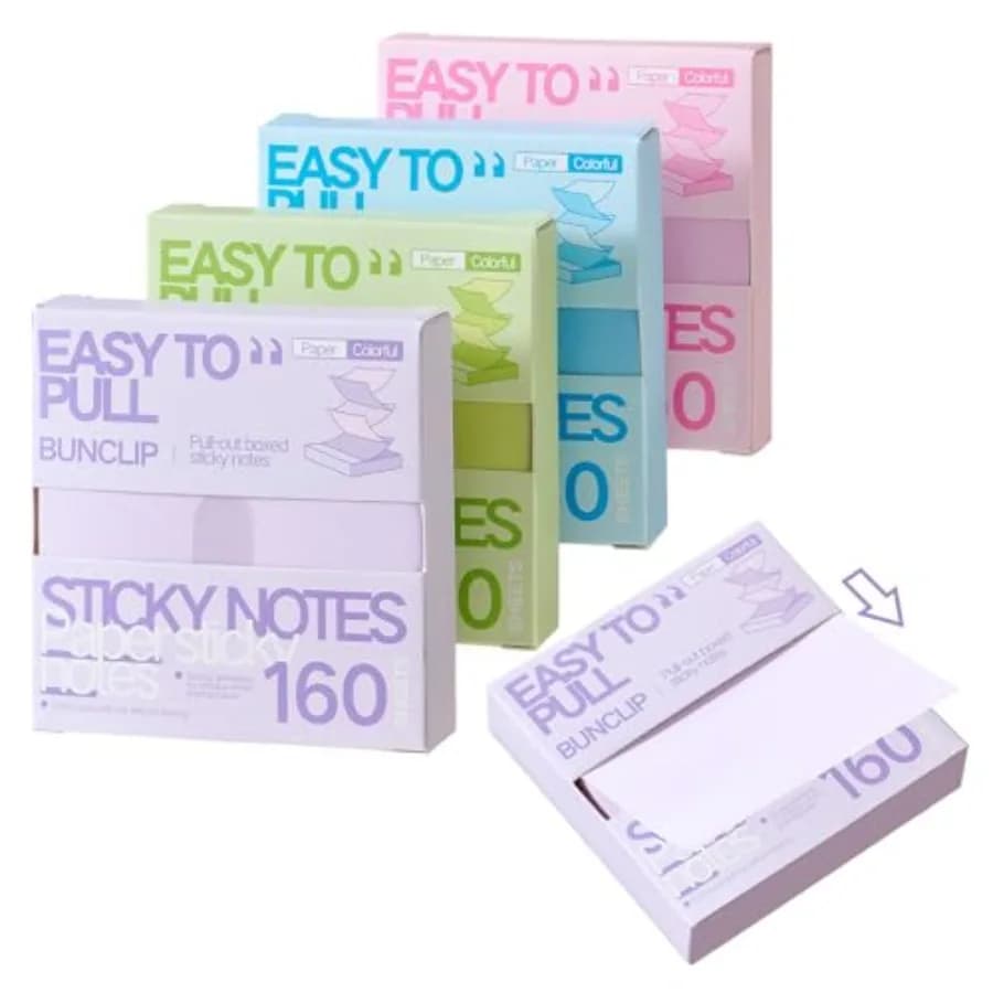 Pop-Up Sticky Notes Set for Organization, 3x3 Inch Self-Stick Notepads, 160 Sheets, 4 Pastel Colors - Ideal for Office Desk, Sc